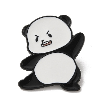Panda Enamel Pin, Alloy Brooch for Backpack Clothes, White, 29.5x27x2mm