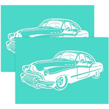 Self-Adhesive Silk Screen Printing Stencil, for Painting on Wood, DIY Decoration T-Shirt Fabric, Turquoise, Car Pattern, 19.5x14cm