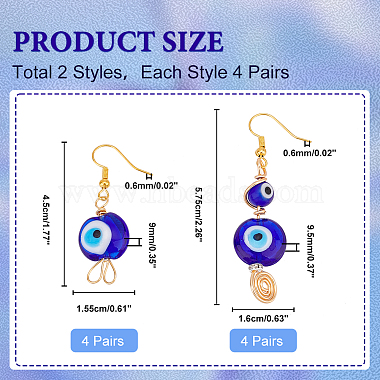 PandaHall Elit 8 Pairs 2 Style Lampwork Evil Eye Dangle Earrings(EJEW-PH0001-19)-2