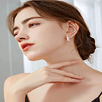 1 Pair Brass Hoop Earrings, Square, with 925 Sterling Silver Needles, Platinum, 12x12x3mm(EJEW-LP0007-090P)