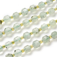 Natural Prehnite Beads Strands, Round, Faceted, 7x7x8mm, Hole: 0.8mm, about 38pcs/Strand, 15.35 inch(39cm)(G-K303-A32-8mm)