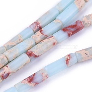 Synthetic Imperial Jasper Beads Strands, Dyed, Column, Light Blue, 13~15x4.5mm, Hole: 1mm, about 28~29pcs/strand, 14.96 inch~15.5 inch(38~39.5cm)(G-L496-A07)