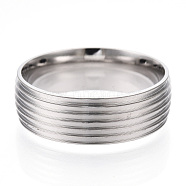 201 Stainless Steel Grooved Finger Ring Settings, Ring Core Blank for Enamel, Stainless Steel Color, 8mm, Size 12, Inner Diameter: 22mm(STAS-WH0047-03S)