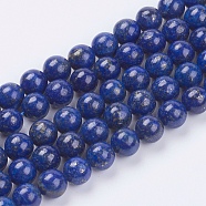 Natural Lapis Lazuli(Filled Color Glue) Beads Strands, Grade AA, Round, 8mm, Hole: 0.8mm, about 49pcs/strand, 15.3 inch(X-G-K269-02-8mm)