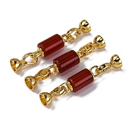 Rack Plating Brass and carnelian Flod Over Clasps, Column, Real 18K Gold Plated, 46~47mm(KK-B103-06G)