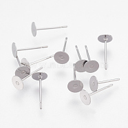 304 Stainless Steel Stud Earring Findings, Stainless Steel Color, 12x5mm, Pin: 0.7mm(STAS-P208-02P-05)