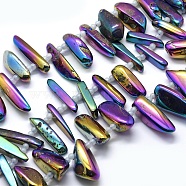 Electroplated Natural Agate Bead Strands, Nuggets, Purple Plated, 25~68x5~13x6~13mm, Hole: 2mm, about 26~34pcs/strand, 15.7 inch(40cm)(G-E502-02A)