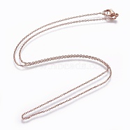 304 Stainless Steel Cable Chain Necklaces, with Lobster Claw Clasps, Rose Gold, 17.71 inch(45cm)(NJEW-P248-01RG)