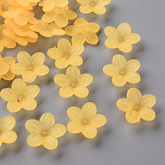 Frosted Acrylic Bead Caps, 5-Petal, Flower, Gold, 19.5x20x5.5mm, Hole: 1.6mm, about 740pcs/500g(MACR-S371-08A-719)