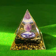 Orgonite Pyramid Resin Energy Generators, Reiki Natural Amethyst & Black Obsidian
Chips Inside for Home Office Desk Decoration, 50mm(PW-WG9316C-02)