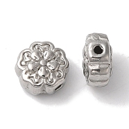 Non-Tarnish 304 Stainless Steel Beads, Flower, Stainless Steel Color, 6x3.5mm, Hole: 1mm(STAS-I305-148P)