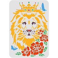 Large Plastic Reusable Drawing Painting Stencils Templates, for Painting on Scrapbook Fabric Tiles Floor Furniture Wood, Rectangle, Lion Pattern, 297x210mm(DIY-WH0202-202)