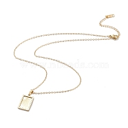 304 Stainless Steel Rectangle Pendant Necklace with Box Chains for Women, Golden, Sun, 18.50 inch(47cm)(NJEW-I123-02A)