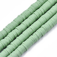 Handmade Polymer Clay Beads Strands, for DIY Jewelry Crafts Supplies, Heishi Beads, Disc/Flat Round, Dark Sea Green, 6x0.5~1mm, Hole: 1.8mm, about 290~320pcs/strand, 15.75 inch~16.14 inch(40~41cm)(CLAY-R089-6mm-050)