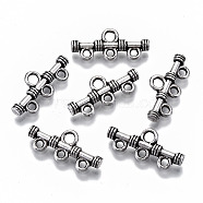 Tibetan Style Alloy Chandelier Components Links, 3-Strand Reducer Connector, Bar, Cadmium Free & Lead Free, Antique Silver, 9x20x3mm, Hole: 1.6mm & 2mm, about 1200pcs/1000g(TIBE-N011-011AS-RS)