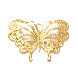 Iron Filigree Joiners, Etched Metal Embellishments, Butterfly, Golden, 42x59x1.5mm, Hole: 1.5mm & 1.8mm & 3mm(FIND-B020-26G)