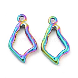 304 Stainless Steel Pendants, Teardrop Charms, Rainbow Color, 21x12x2.5mm, Hole: 1.8mm(STAS-I202-22RC)