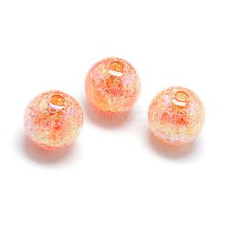 Crackle Style Acrylic Beads, AB Colour, Inside Color, Round, Dark Orange, 18mm, Hole: 4mm, about 150pcs/500g(MACR-S825-18mm-K)