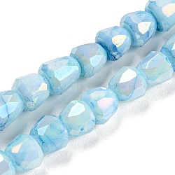 Electroplate Glass Beads Strand, AB Color Plated, Imitation Jade, Faceted, Bell, Sky Blue, 4~4.5mm, Hole: 0.8mm, about 80pcs/strand, 12.83''(32.6cm)(GLAA-G088-03-01C)