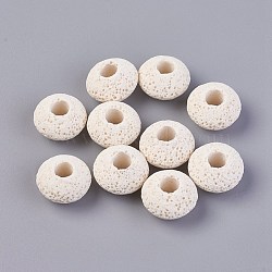 Natural Lava Rock Beads, Dyed, Rondelle, White, 15.5~16x9.7~10mm, Hole: 5~5.4mm(G-I220-H01)