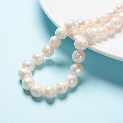 Natural Cultured Freshwater Pearl Beads Strands, Potato, Creamy White, 12~13mm, Hole: 0.8mm, about 33pcs/strand, 13.77 inch~14.17 inch(PEAR-L001-A-07-01)