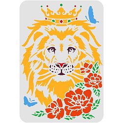 Large Plastic Reusable Drawing Painting Stencils Templates, for Painting on Scrapbook Fabric Tiles Floor Furniture Wood, Rectangle, Lion Pattern, 297x210mm(DIY-WH0202-202)