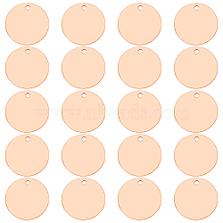 WADORN 20Pcs Copper Sheets, Copper Disc, Flat Round, PeachPuff, 25x1mm, Hole: 3mm(KK-WR0001-24B)