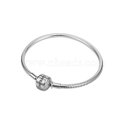 TINYSAND Rhodium Plated 925 Sterling Silver Bracelet Making, with European Clasp, Platinum, 210mm(TS-B-067-21)