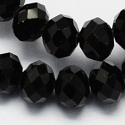 Handmade Imitate Austrian Crystal Faceted Rondelle Glass Beads, Black, 16x12mm, Hole: 1mm, about 48pcs/strand(X-G02YI0E6)