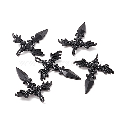 Gothic Style Alloy Pendents, Sword with Wing, Electrophoresis Black, 44x34.5x3mm, Hole: 4mm(X-PALLOY-F281-21EB)