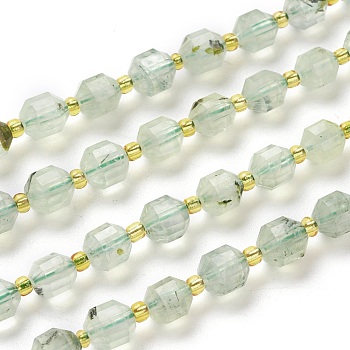 Natural Prehnite Beads Strands, Round, Faceted, 7x7x8mm, Hole: 0.8mm, about 38pcs/Strand, 15.35 inch(39cm)