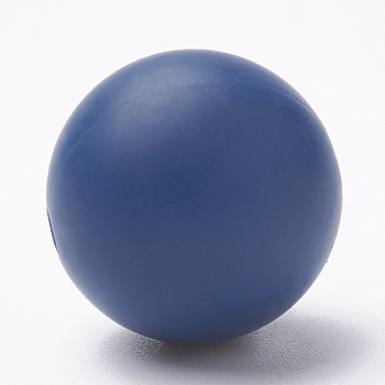 Food Grade Eco-Friendly Silicone Beads, Round, Marine Blue, 8~10mm, Hole: 1~2mm