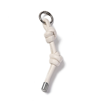 Imitation Leather Keychain, with Platinum Alloy Finding, for Bag Car Pendant Decoration, White, 12cm