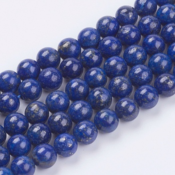 Natural Lapis Lazuli(Filled Color Glue) Beads Strands, Grade AA, Round, 8mm, Hole: 0.8mm, about 49pcs/strand, 15.3 inch