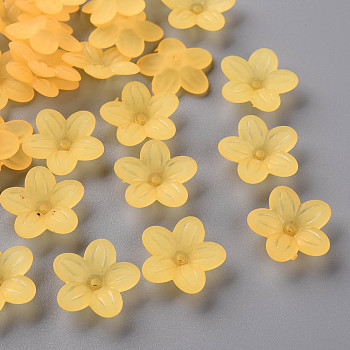 Frosted Acrylic Bead Caps, 5-Petal, Flower, Gold, 19.5x20x5.5mm, Hole: 1.6mm, about 740pcs/500g