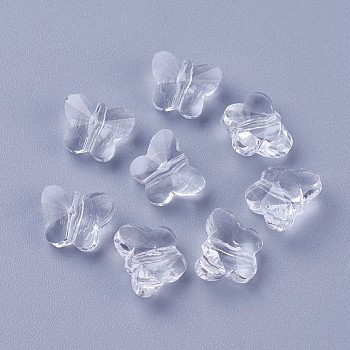 Transparent Glass Beads, Faceted, Butterfly, Clear, 8x10x5.5mm, Hole: 1mm