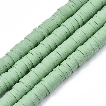 Handmade Polymer Clay Beads Strands, for DIY Jewelry Crafts Supplies, Heishi Beads, Disc/Flat Round, Dark Sea Green, 6x0.5~1mm, Hole: 1.8mm, about 290~320pcs/strand, 15.75 inch~16.14 inch(40~41cm)