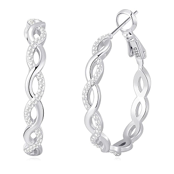 Fashionable S925 Silver Twisted Zirconia Earrings High-end Design Ear Hoops