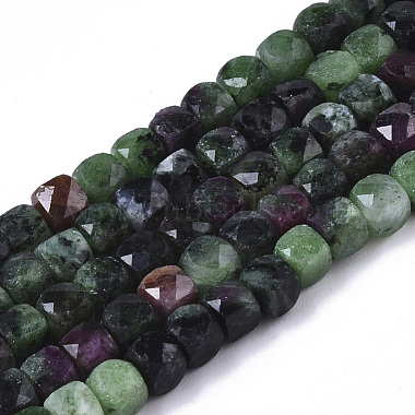 4mm Cube Ruby in Zoisite Beads