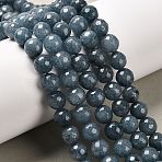 Natural Malaysia Jade Bead Strands, Imitation Aquarine, Round, Dyed, Faceted, Cadet Blue, 8mm, Hole: 0.8mm, about 46pcs/strand, 14.5 inch(G-A147-8mm-A01)