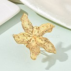 304 Stainless Steel Open Cuff Rings for Women, Starfish, Golden, 51x53mm, US Size 6 3/4(17.1mm)(RJEW-K320-02G)