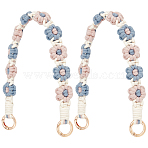 2Pcs Cotton Woven Flower Wrist Strap Lanyard, for Bag, Mobile Phone Decorations, with Alloy Finding, Colorful, 346~358x21~24x9.5~11mm(HJEW-BBC0001-10A)
