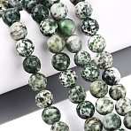 Natural Green Spot Jasper Beads Strands, Smooth Round, 8~8.5mm, Hole: 0.8~1mm, about 44~47pcs/strand, 14.37~15.35 inch(36.5~39cm)(G-Q601-13A-07)
