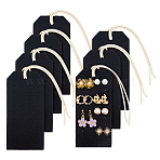 Portable PU Leather Earring Display Cards, Earring Stud Hanging Jewelry Organizer, Rectangle, Black, 11x5x0.2cm, Hole: 1.2mm(EDIS-WH0016-062)