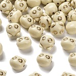Transparent Acrylic Beads, Cat, Golden Metal Enlaced, Bisque, 12.5x13x11mm, Hole: 1.8mm, about 431pcs/500g(MACR-K359-36B)
