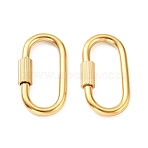 304 Stainless Steel Locking Carabiner, Ion Plating(IP), Oval, Real 18K Gold Plated, 32x16.5x3mm(STAS-C092-09B-G)