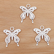 Alloy Pendants, Butterfly Charms, Platinum, 28x24mm(OHAR-PW0006-05B)