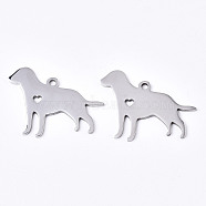 304 Stainless Steel Pendants, Laser Cut, Dog, Stainless Steel Color, 23x31x1.5mm, Hole: 2mm(X-STAS-N087-31)