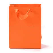 Rectangle Paper Bags, with Handles, for Gift Bags and Shopping Bags, Orange Red, 16x12x0.6cm(CARB-F007-03A)