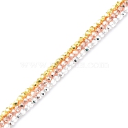 Electroplated Synthetic Non-magnetic Hematite Beads Strands, Faceted, Polygon, Mixed Color, 2.5~3mm, Hole: 0.8mm, about 147pcs/strand, 15.63 inch(39.7cm)(G-F740-05)